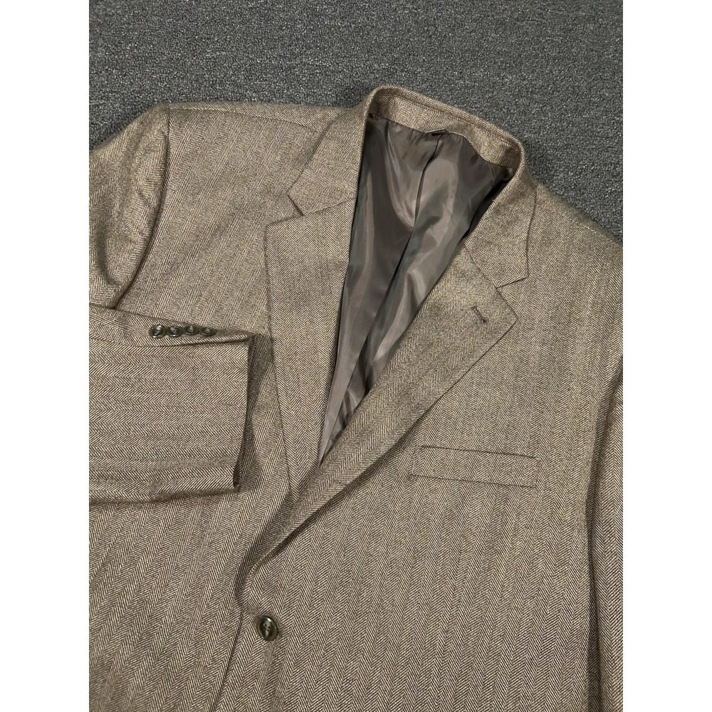 Oak Hill Blazer Jacket Men's 54L Brown Tweed Herringbone Wool Marzotto Tessuto